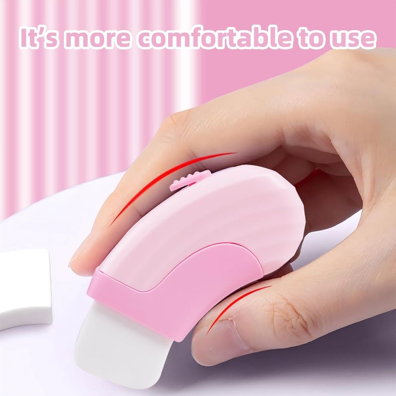 IOMDRWU 3+1 Pack Rubber Erasers Sliding Retractable Eraser, Soft Cute Erasers Push Pull Large Pencil Erasers with Plastic Sleeve 3 Refill Eraser for School Students Kids Office Home Supplies, Pink - Image 2